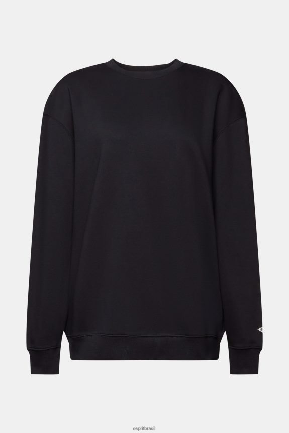 moletom pulôver com mistura de algodão mulheres Esprit preto moletons e moletons 82P6TP27