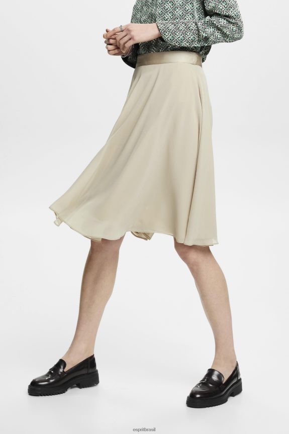 saia de chiffon na altura do joelho mulheres Esprit verde