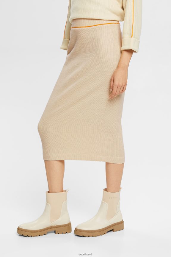 saia lápis em malha canelada mulheres Esprit gelo saias 82P6TP432