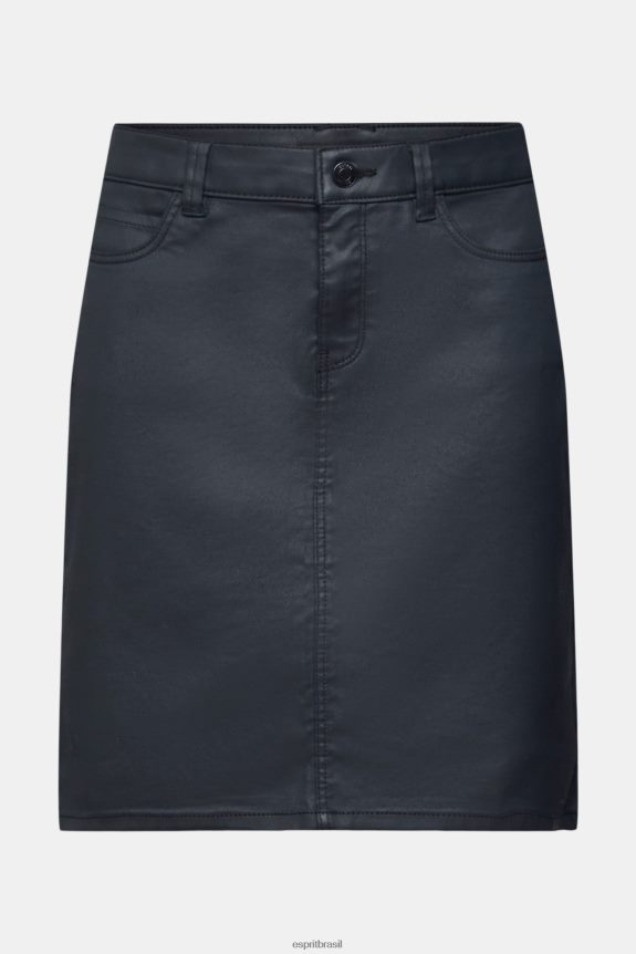saia midi efeito couro mulheres Esprit preto saias 82P6TP443