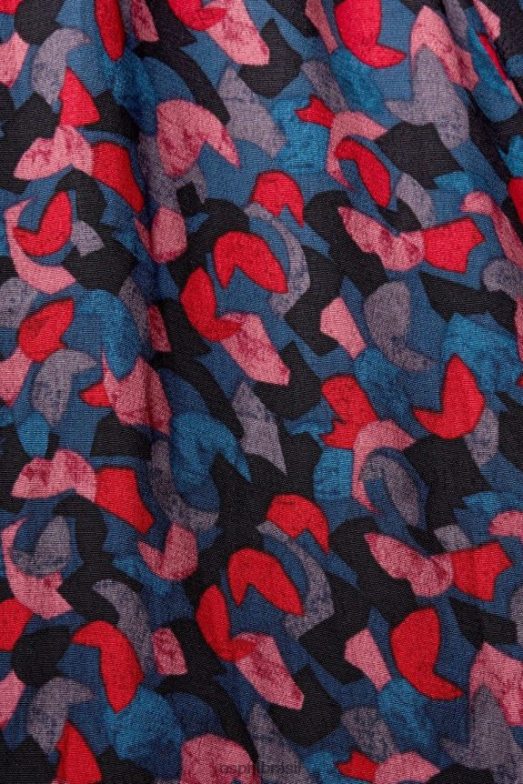 saia midi estampada com franzido mulheres Esprit rosa saias 82P6TP421