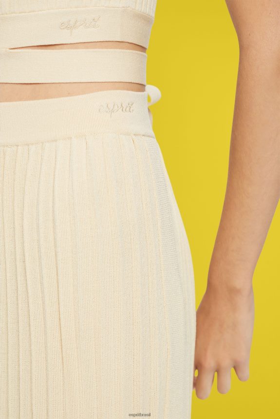 saia midi plissada mulheres Esprit areia saias 82P6TP483