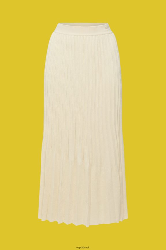 saia midi plissada mulheres Esprit areia saias 82P6TP483
