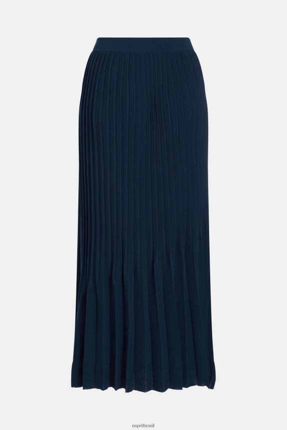 saia midi plissada mulheres Esprit marinha saias 82P6TP390