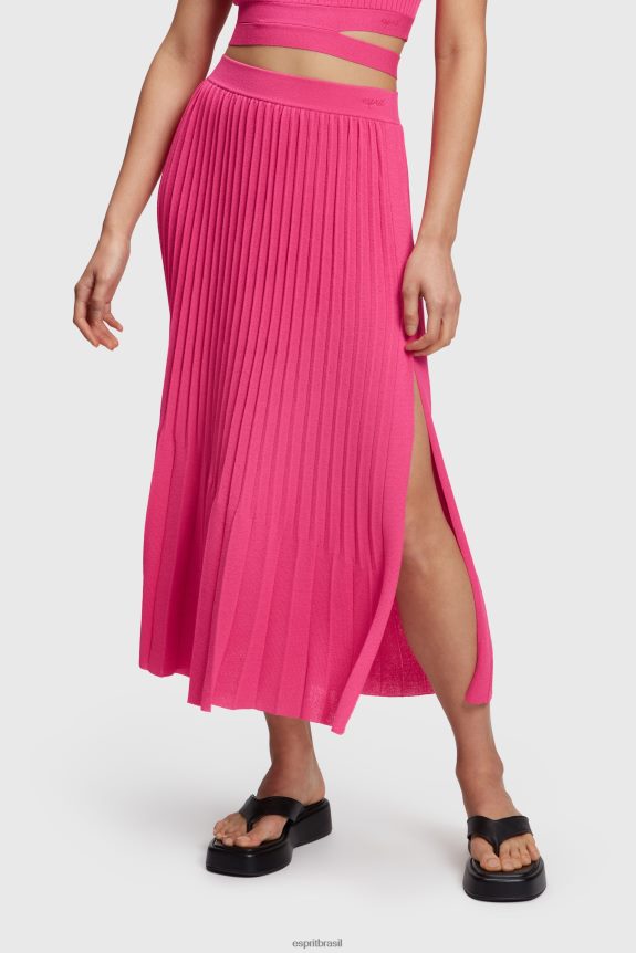 saia midi plissada mulheres Esprit rosa fúcsia saias 82P6TP391