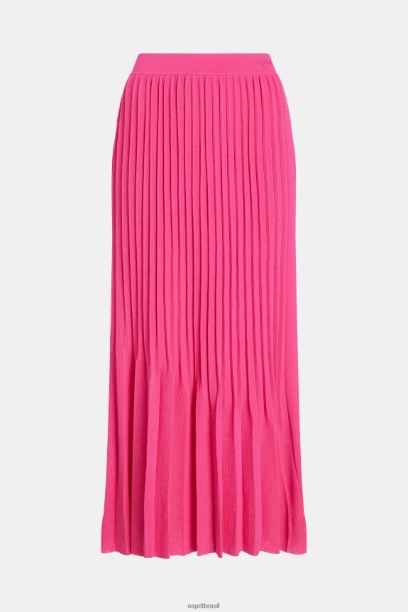 saia midi plissada mulheres Esprit rosa fúcsia saias 82P6TP391