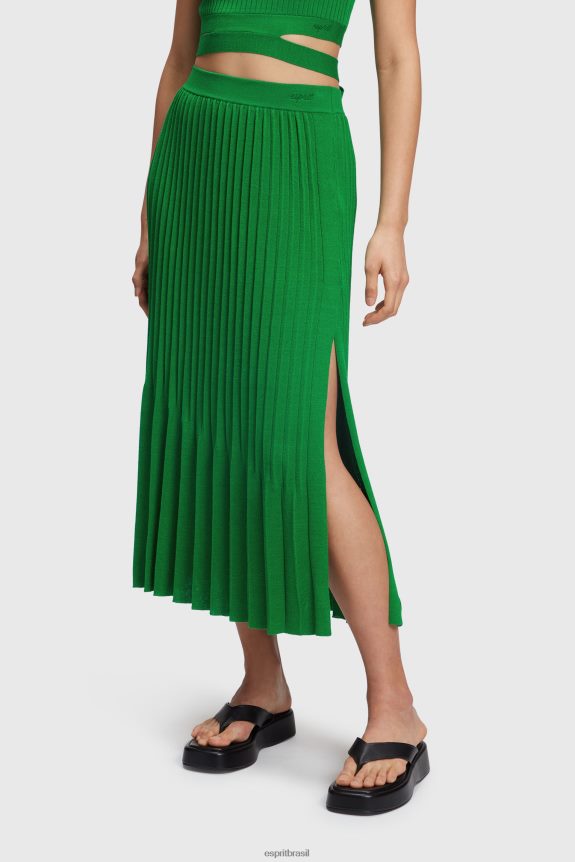 saia midi plissada mulheres Esprit verde saias 82P6TP389