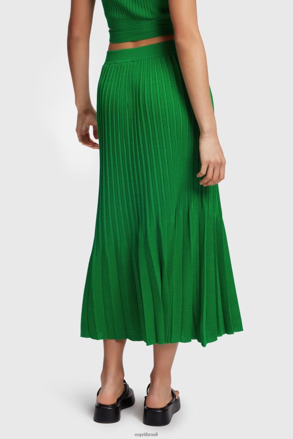 saia midi plissada mulheres Esprit verde saias 82P6TP389