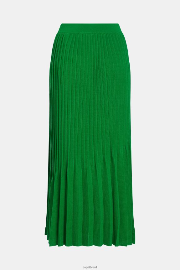 saia midi plissada mulheres Esprit verde saias 82P6TP389