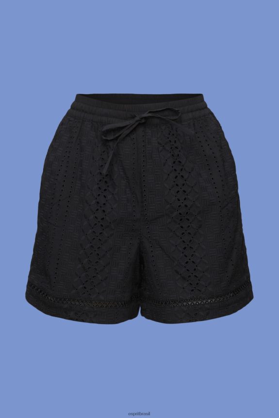 shorts bordados, lenzing ecovero mulheres Esprit preto shorts 82P6TP210