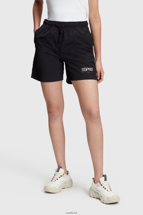 shorts corta vento cápsula mulheres ESPRIT x Rest & Recreation preto shorts 82P6TP474