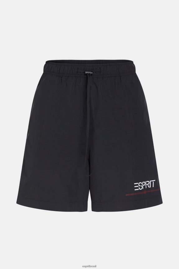 shorts corta vento cápsula mulheres ESPRIT x Rest & Recreation preto shorts 82P6TP474