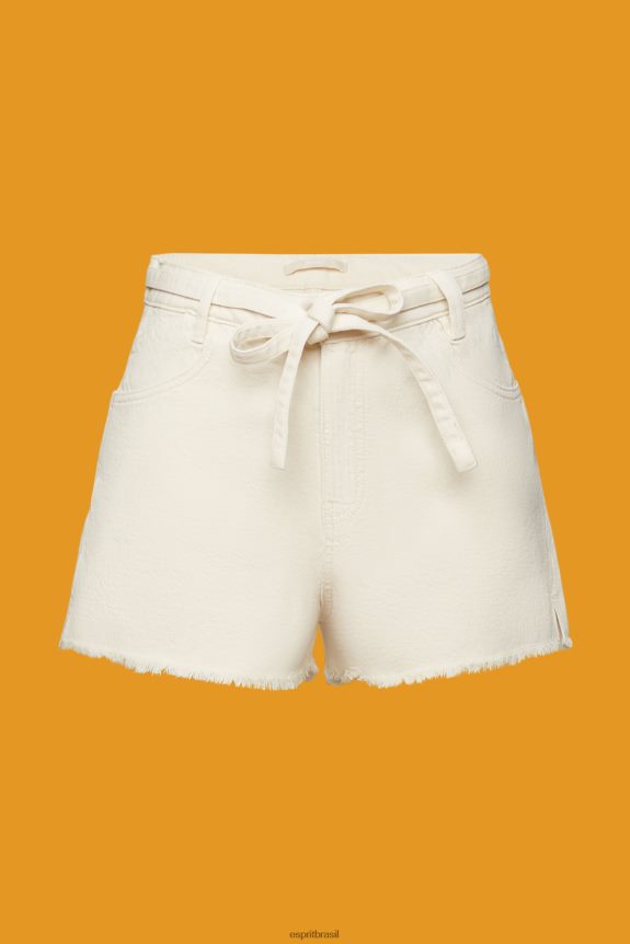 shorts jeans cintura alta com amarração mulheres Esprit gelo shorts 82P6TP56