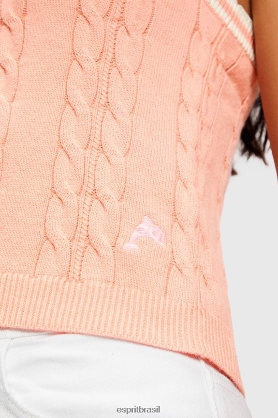 Camisola de suéter com logo de golfinho mulheres Esprit rosa suéteres 82P6TP410