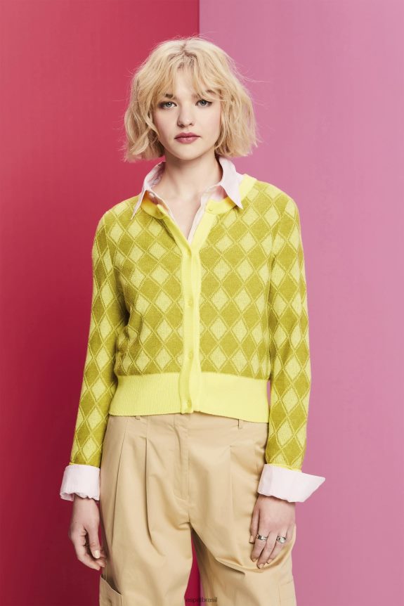 cardigã argyle mulheres Esprit branco suéteres 82P6TP85