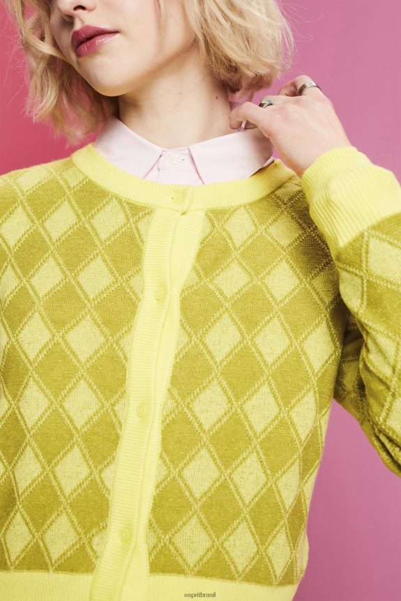 cardigã argyle mulheres Esprit branco suéteres 82P6TP85