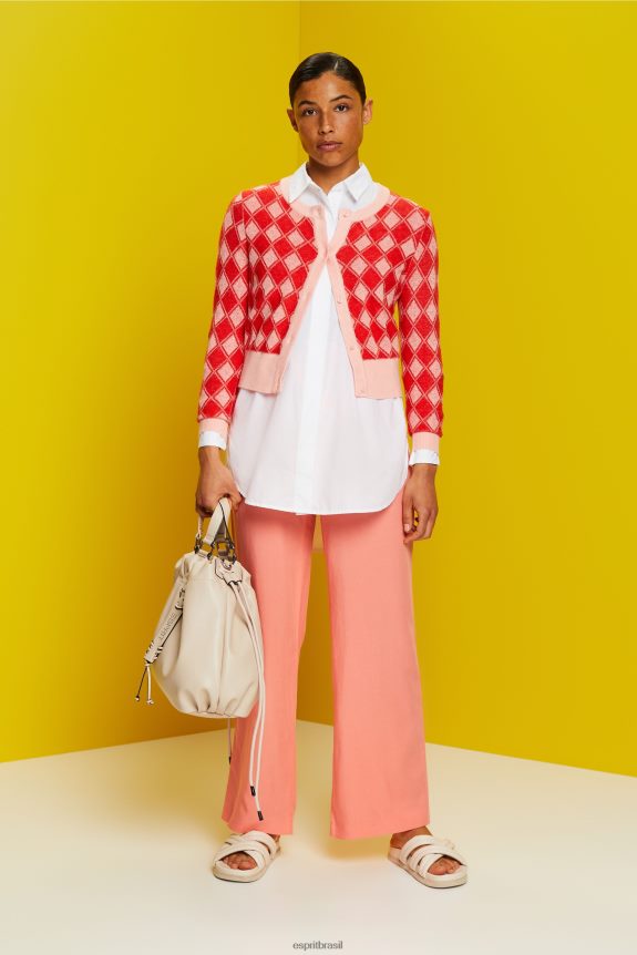 cardigã argyle mulheres Esprit branco suéteres 82P6TP86