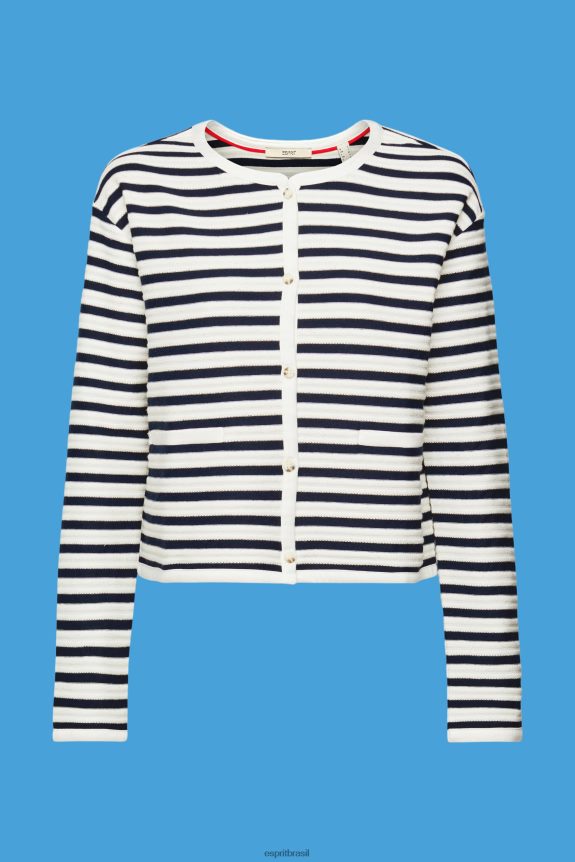 cardigã listrado mulheres Esprit marinha suéteres 82P6TP448