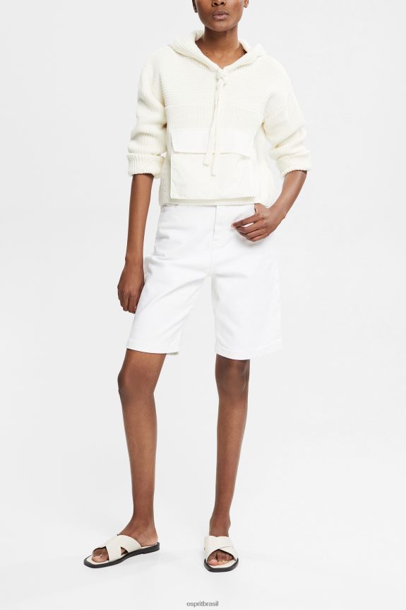 jumper de malha com capuz mulheres Esprit off white suéteres 82P6TP563