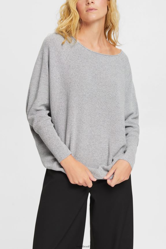 jumper de malha com manga morcego mulheres Esprit cinza médio suéteres 82P6TP544