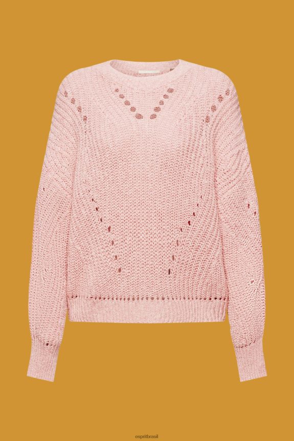 jumper de malha mulheres Esprit rosa suéteres 82P6TP273
