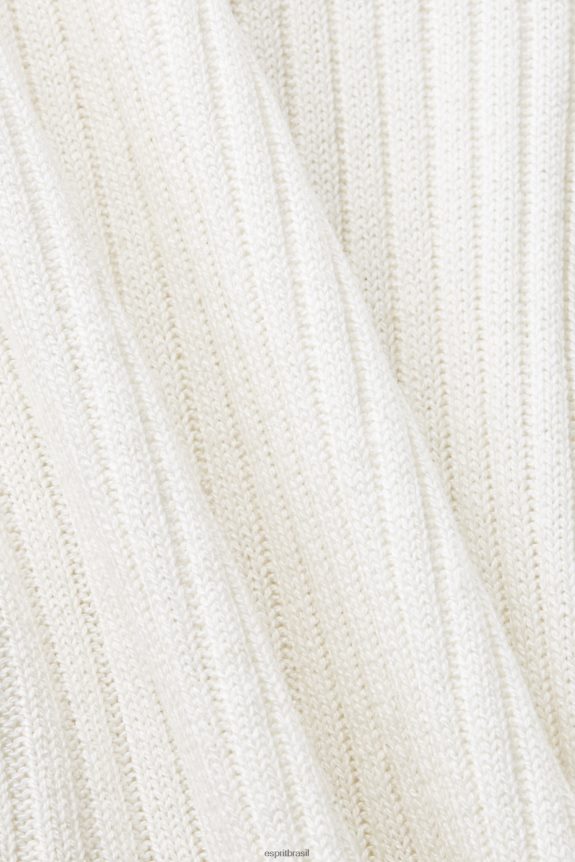 suéter canelado, sem mangas, mistura de linho mulheres Esprit off white suéteres 82P6TP108