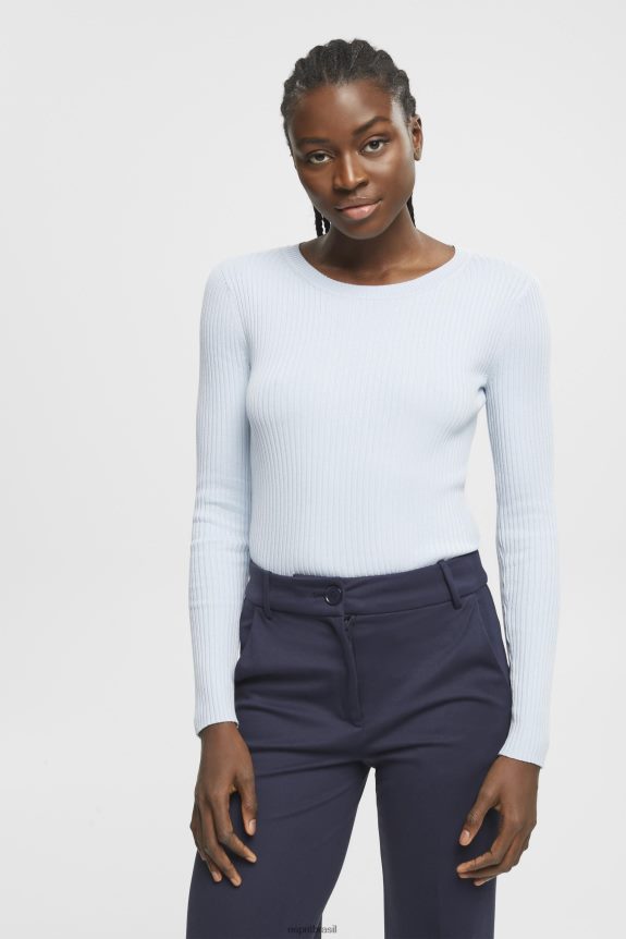 suéter com nervuras mulheres Esprit azul pastel suéteres 82P6TP274