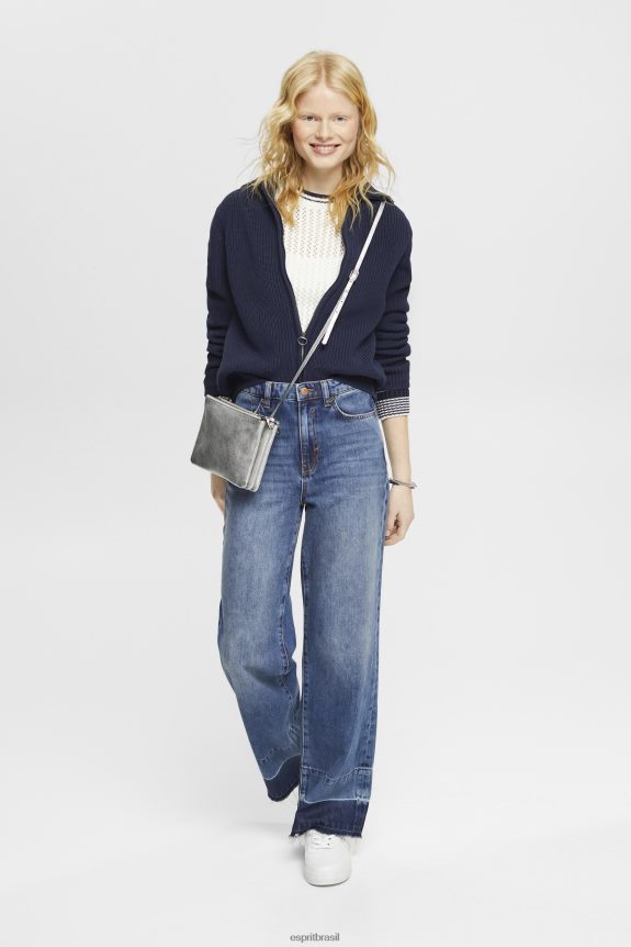 suéter estruturado em algodão orgânico mulheres Esprit off white suéteres 82P6TP275