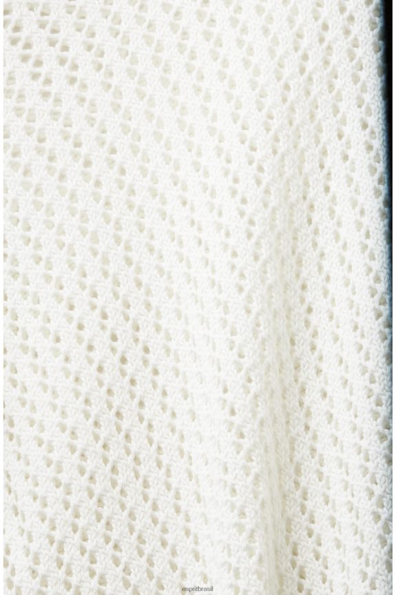 suéter estruturado em algodão orgânico mulheres Esprit off white suéteres 82P6TP275