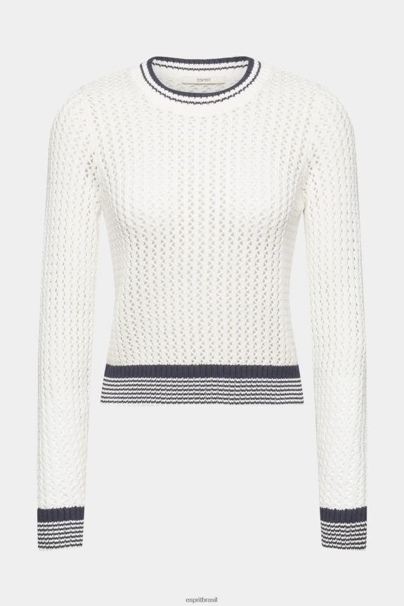 suéter estruturado em algodão orgânico mulheres Esprit off white suéteres 82P6TP275