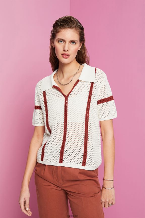 suéter polo manga curta mulheres Esprit gelo suéteres 82P6TP105