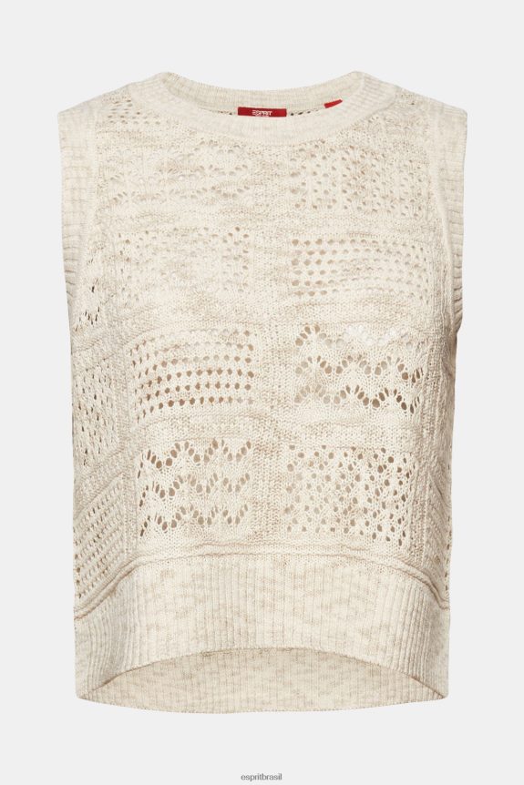 suéter sem mangas mulheres Esprit areia suéteres 82P6TP7