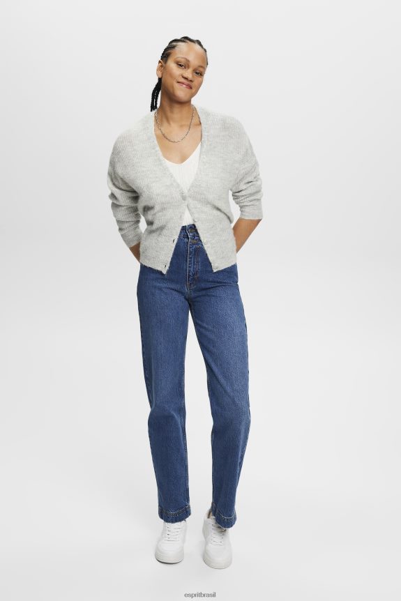 top de malha com decote em V e linho mulheres Esprit off white suéteres 82P6TP305