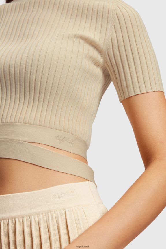 top plissado mulheres Esprit areia suéteres 82P6TP376