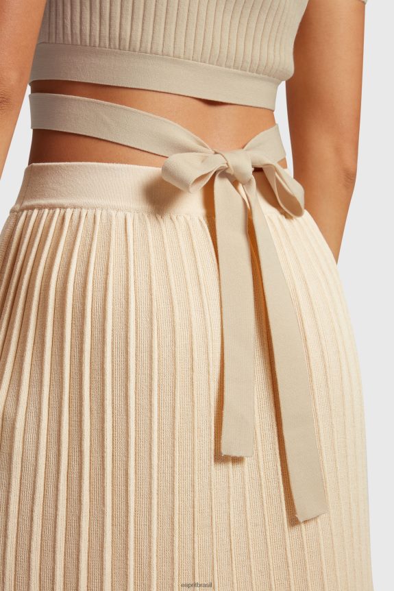 top plissado mulheres Esprit areia suéteres 82P6TP376