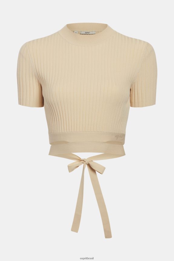 top plissado mulheres Esprit areia suéteres 82P6TP376