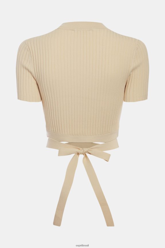 top plissado mulheres Esprit areia suéteres 82P6TP376