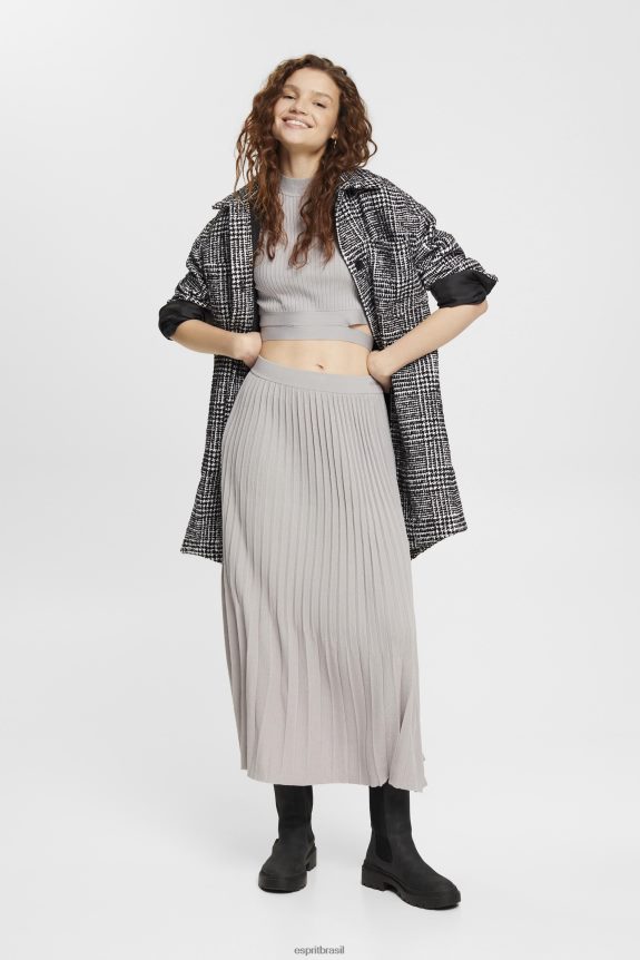 top plissado mulheres Esprit cinza médio suéteres 82P6TP469