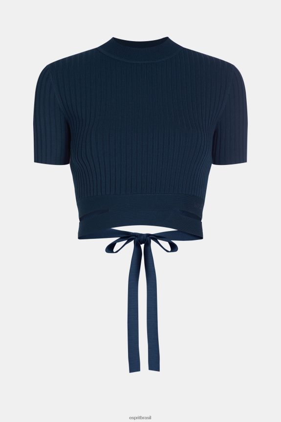 top plissado mulheres Esprit marinha suéteres 82P6TP378