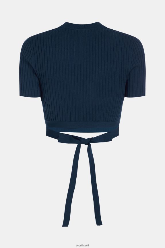 top plissado mulheres Esprit marinha suéteres 82P6TP378
