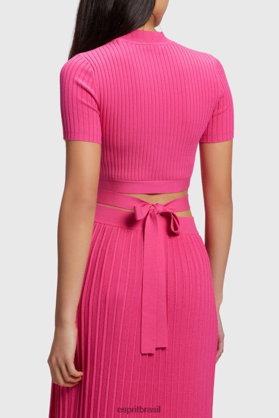 top plissado mulheres Esprit rosa fúcsia suéteres 82P6TP379