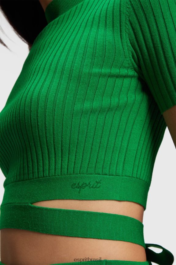 top plissado mulheres Esprit verde suéteres 82P6TP377