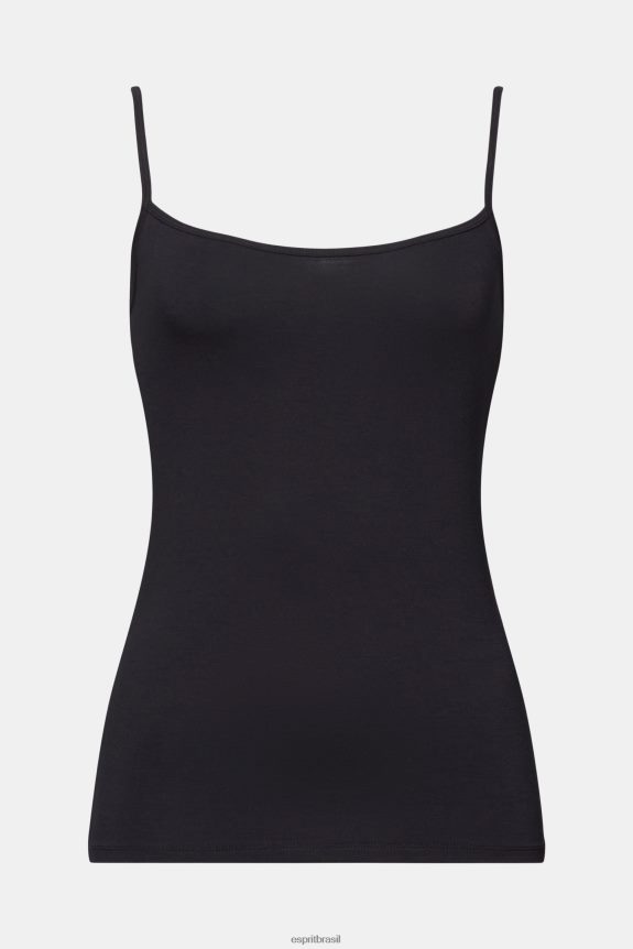 regata com alça espaguete mulheres Esprit preto tanque 82P6TP35