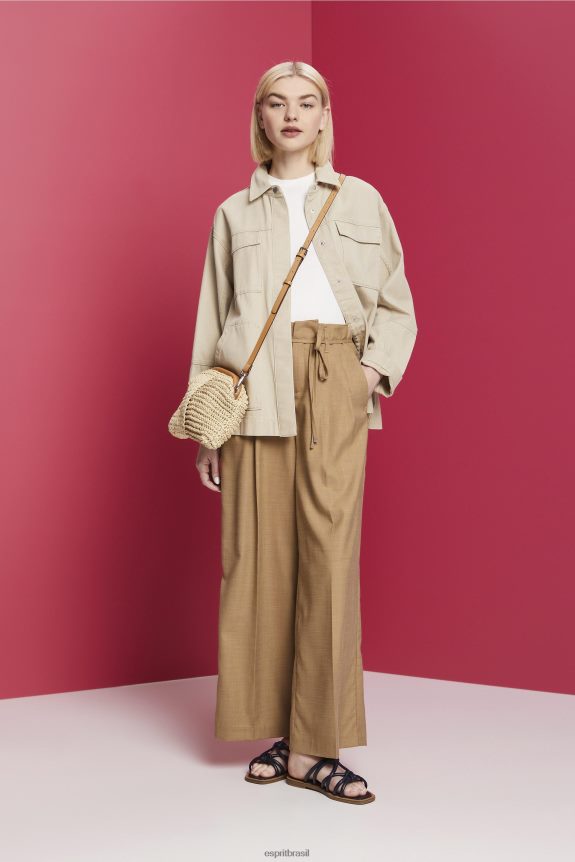 regata em malha canelada mulheres Esprit off white tanque 82P6TP93