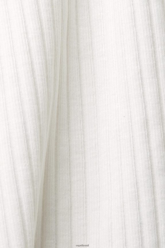regata em malha canelada mulheres Esprit off white tanque 82P6TP93