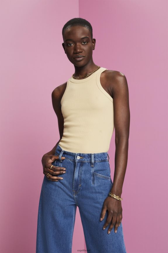 top com nervuras mulheres Esprit areia tanque 82P6TP282