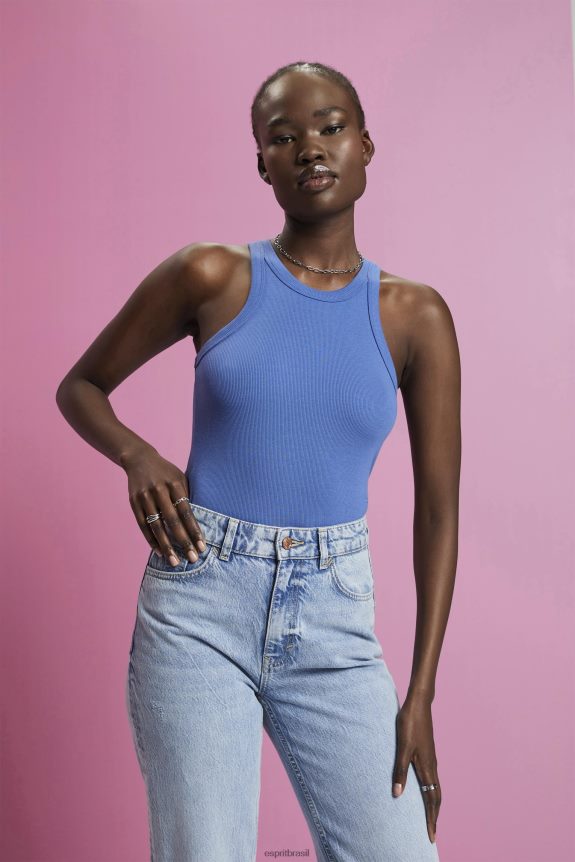 top com nervuras mulheres Esprit cinza azulado tanque 82P6TP284