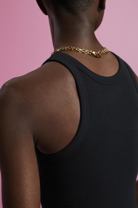 top com nervuras mulheres Esprit preto tanque 82P6TP280