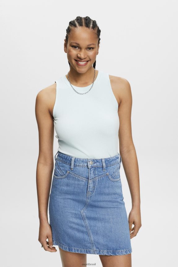 top com nervuras mulheres Esprit verde água claro tanque 82P6TP303