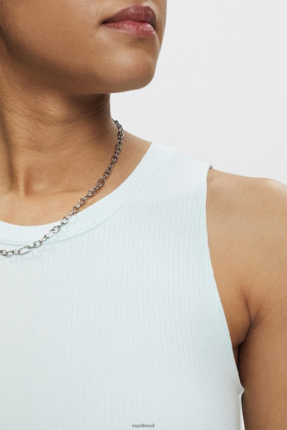 top com nervuras mulheres Esprit verde água claro tanque 82P6TP303